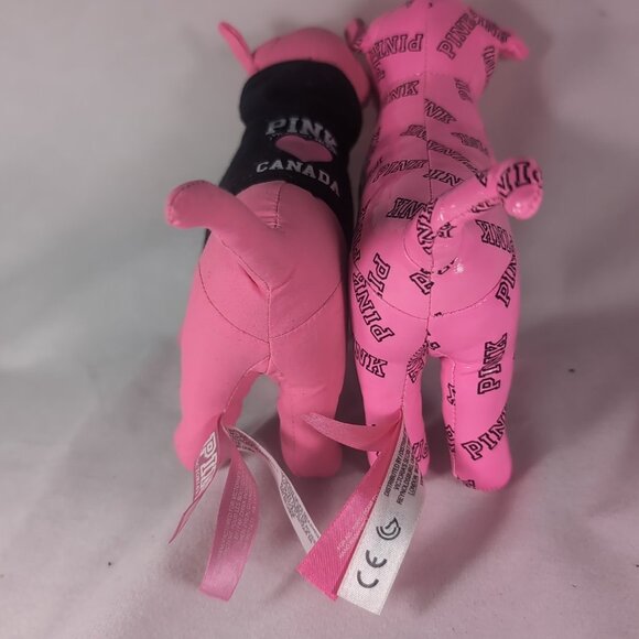 2 Victoria's Secret PINK Dog Plush Mini Stuffed Animal Canada Sweater RARE HTF - Picture 8 of 15